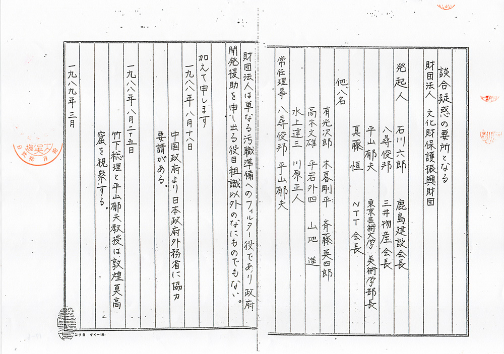 三井物産株式会社不動産事業部へ送付した事実確認書